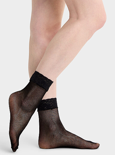 La chaussette cheville r&eacute;sille bord dentelle