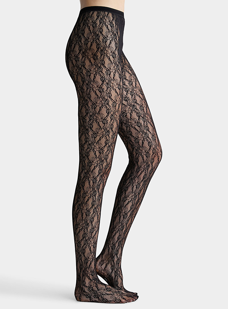 Lace Stocking Pattern Floral lace stockings | Simons | Shop Women's Patterned Pantyhose ...