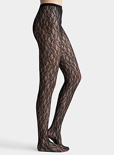 Floral lace stockings | Simons | Shop Women's Patterned Pantyhose ...