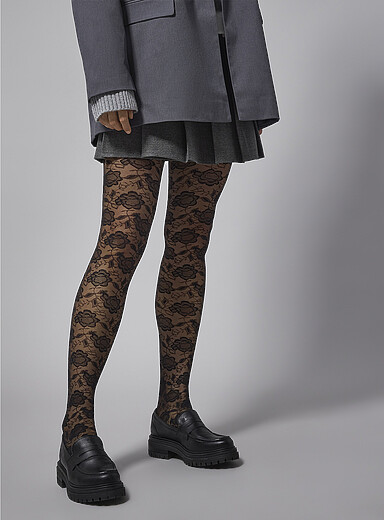 Le collant diaphane dentelle de roses <b>Collection exclusive d'Italie</b>
