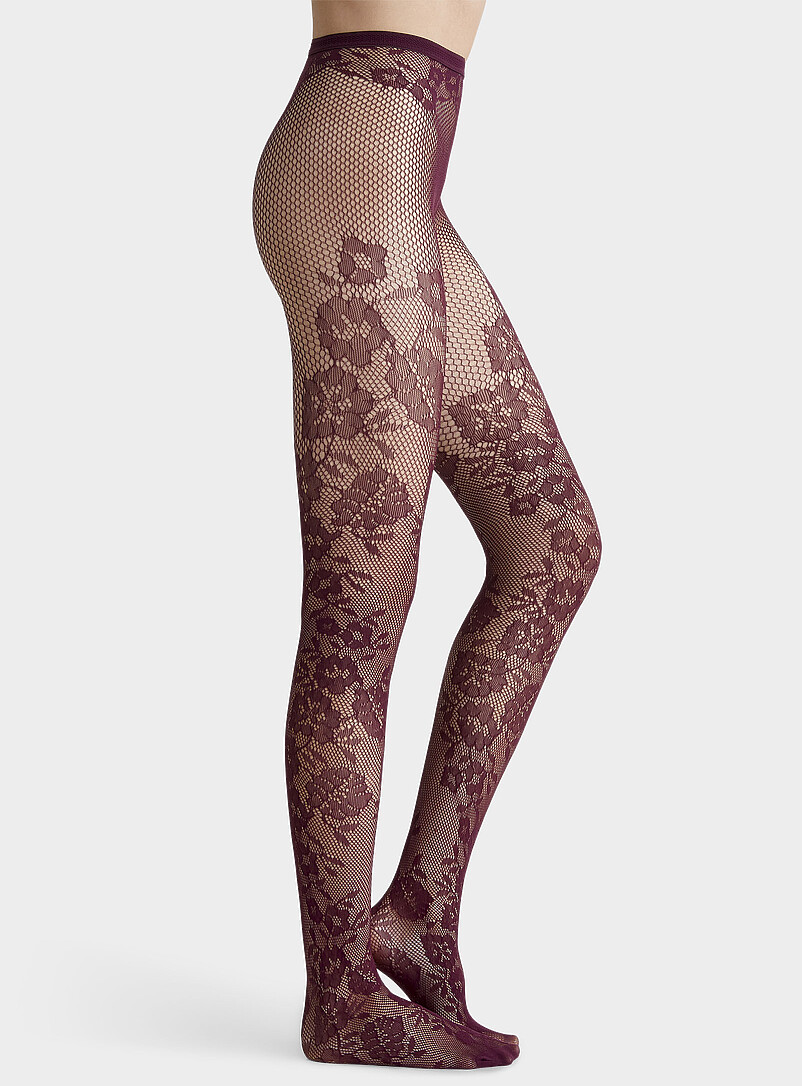 Simons: Le collant r&eacute;sille fleurs <b>Collection exclusive d'Italie</b> Noir pour femme