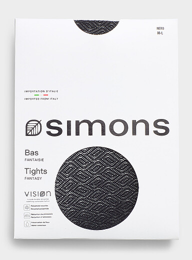 Simons Black Repeat geometric pantyhose <b>Exclusive collection from Italy</b> for women
