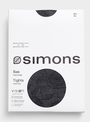 Simons: Le collant diaphane dentelle de roses <b>Collection exclusive d'Italie</b> Noir pour femme