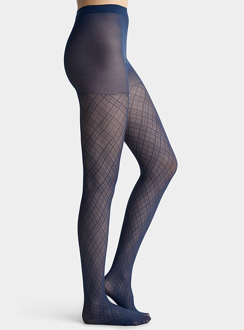 Simons Navy/Midnight Blue Openwork interlaced lattice pantyhose for women
