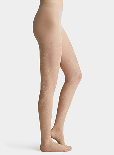 Lacy pattern thigh-high style pantyhose, Simons, Shop Women's Patterned  Pantyhose Online