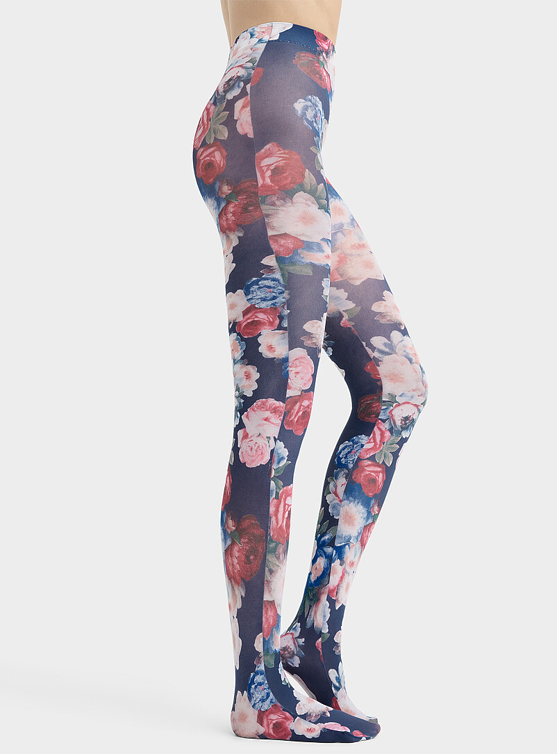 Large colourful flower tights Exclusive collection from Italy product image (primary)