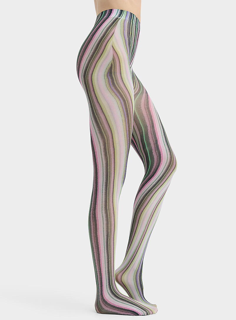 Blended vertical-stripe tights Exclusive collection from Italy product image (primary)