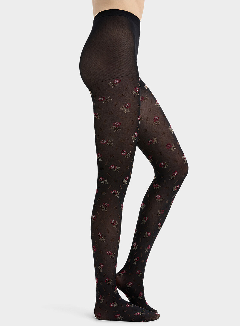 Contrast flower tights Exclusive collection from Italy product image (primary)