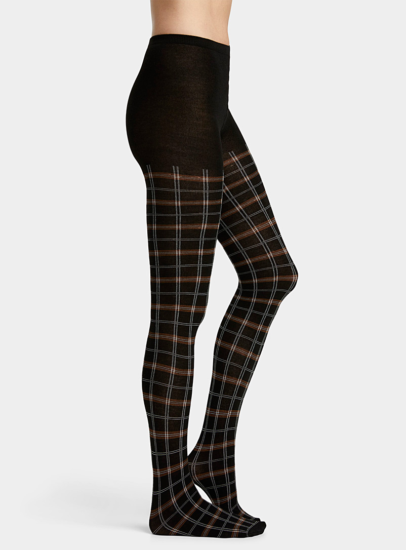 Patterned tights - Black/Checked - Ladies