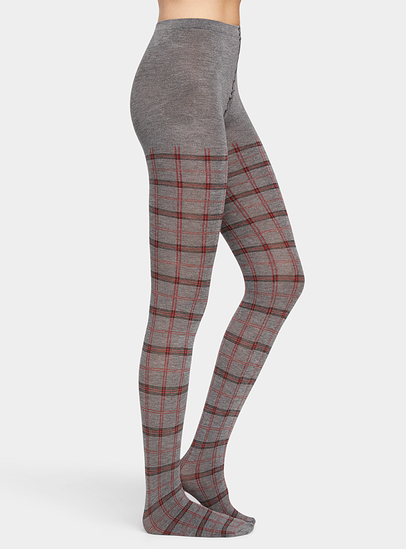 Traditional check tights