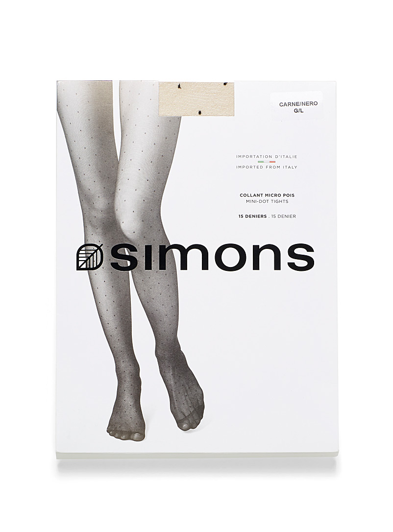 Simons Sand Black polka dot pantyhose for women