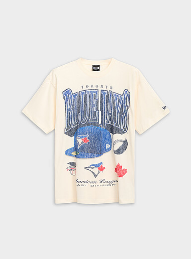 New Era Ivory/Cream Beige Toronto Blue Jays vintage T-shirt <b>Loose fit</b> for men