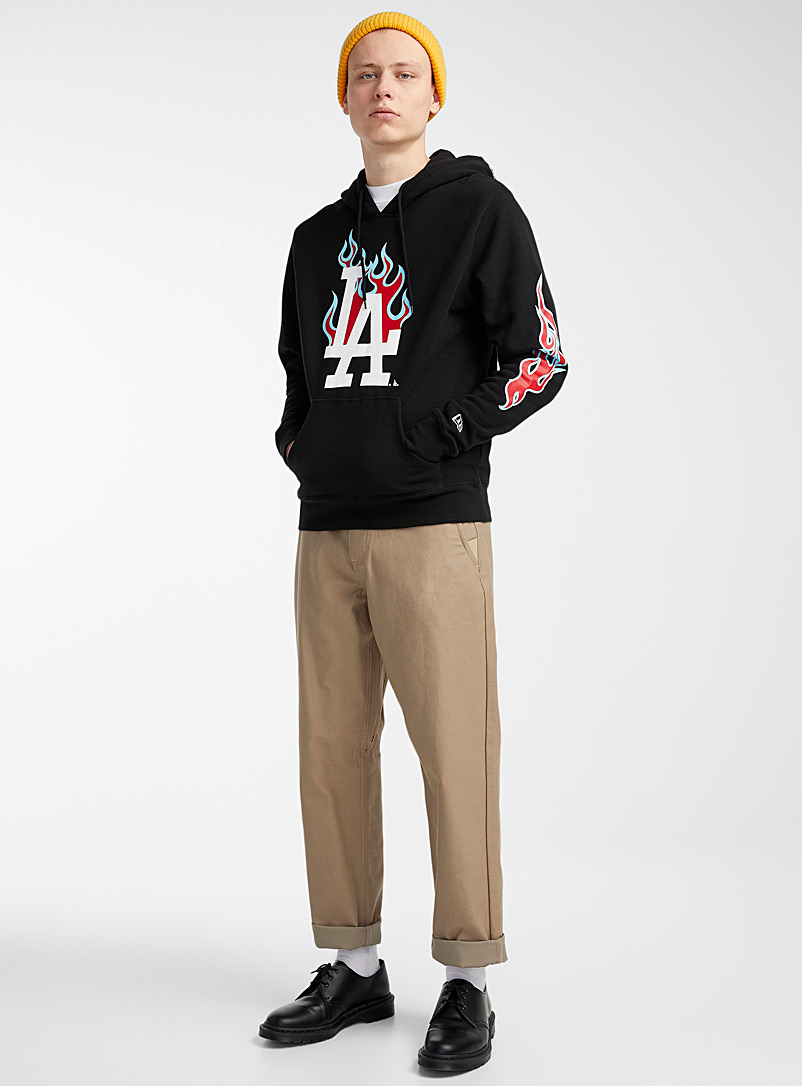 New Era Black Flames Dodgers hoodie for men