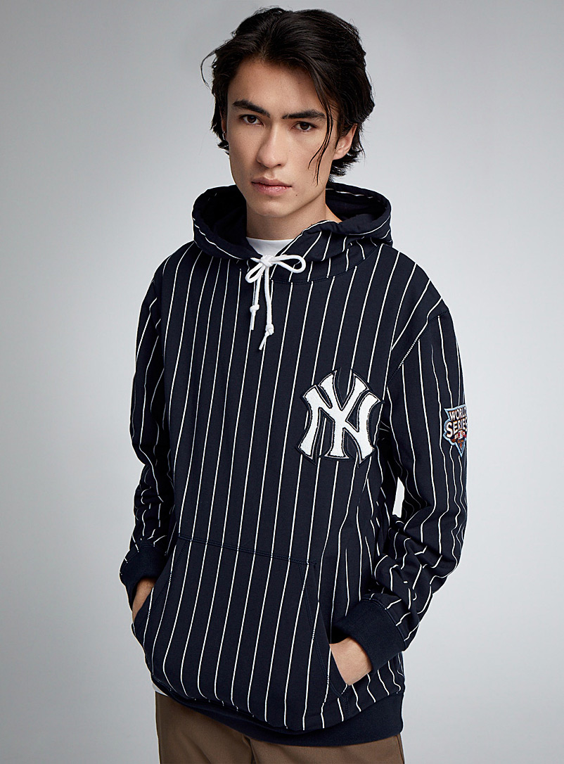 New Era Marine Blue Yankees thin striped hoodie for men