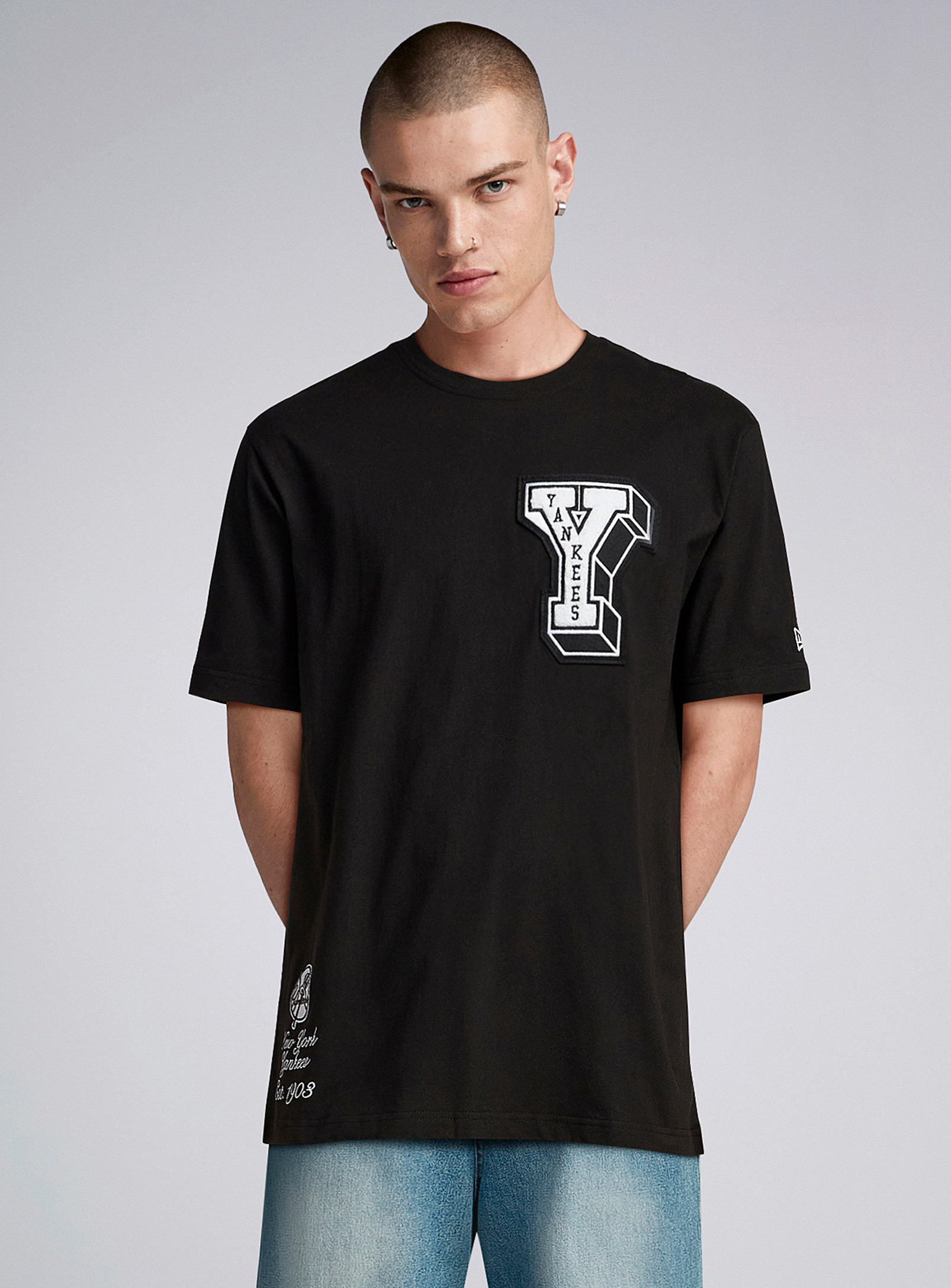 New Era Yankees Letterman T-shirt In Black