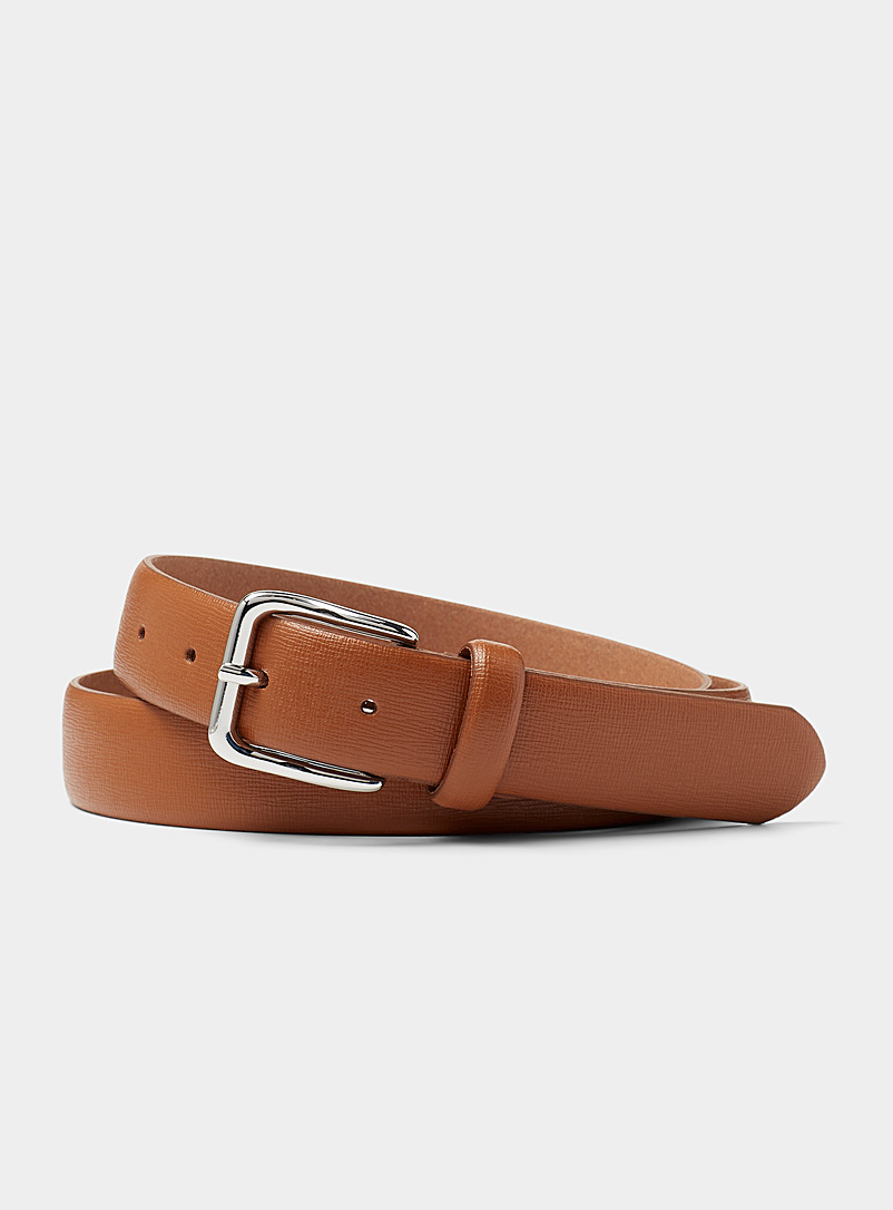 Le 31: La ceinture en cuir Saffiano Collection exclusive d'Italie Brun pâle-taupe pour homme
