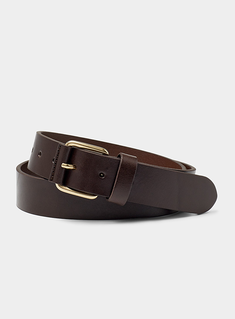 Le 31 Brown Golden-buckle leather belt Exclusive collection from Italy for men