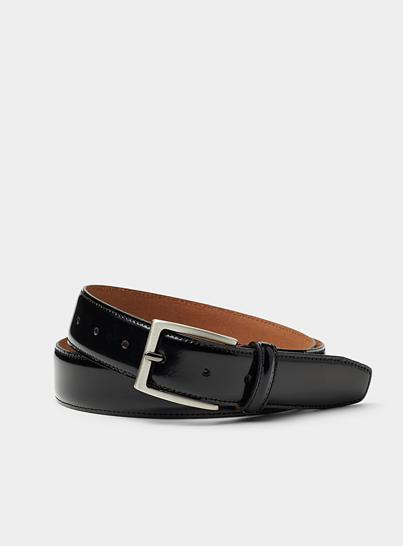 Le 31: La ceinture cuir italien noir lustré Noir pour homme