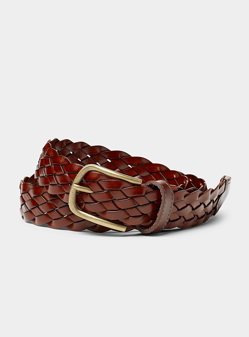 Le 31: La ceinture en cuir natté Collection exclusive d'Italie Brun pour homme