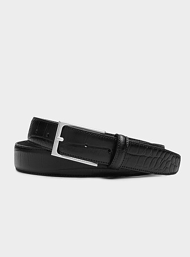 thumbnail image 2 of Vitali Croc Pattern Men's Italian Leather Belt - Made In Italy - The Leather Shop UK 2 of 6