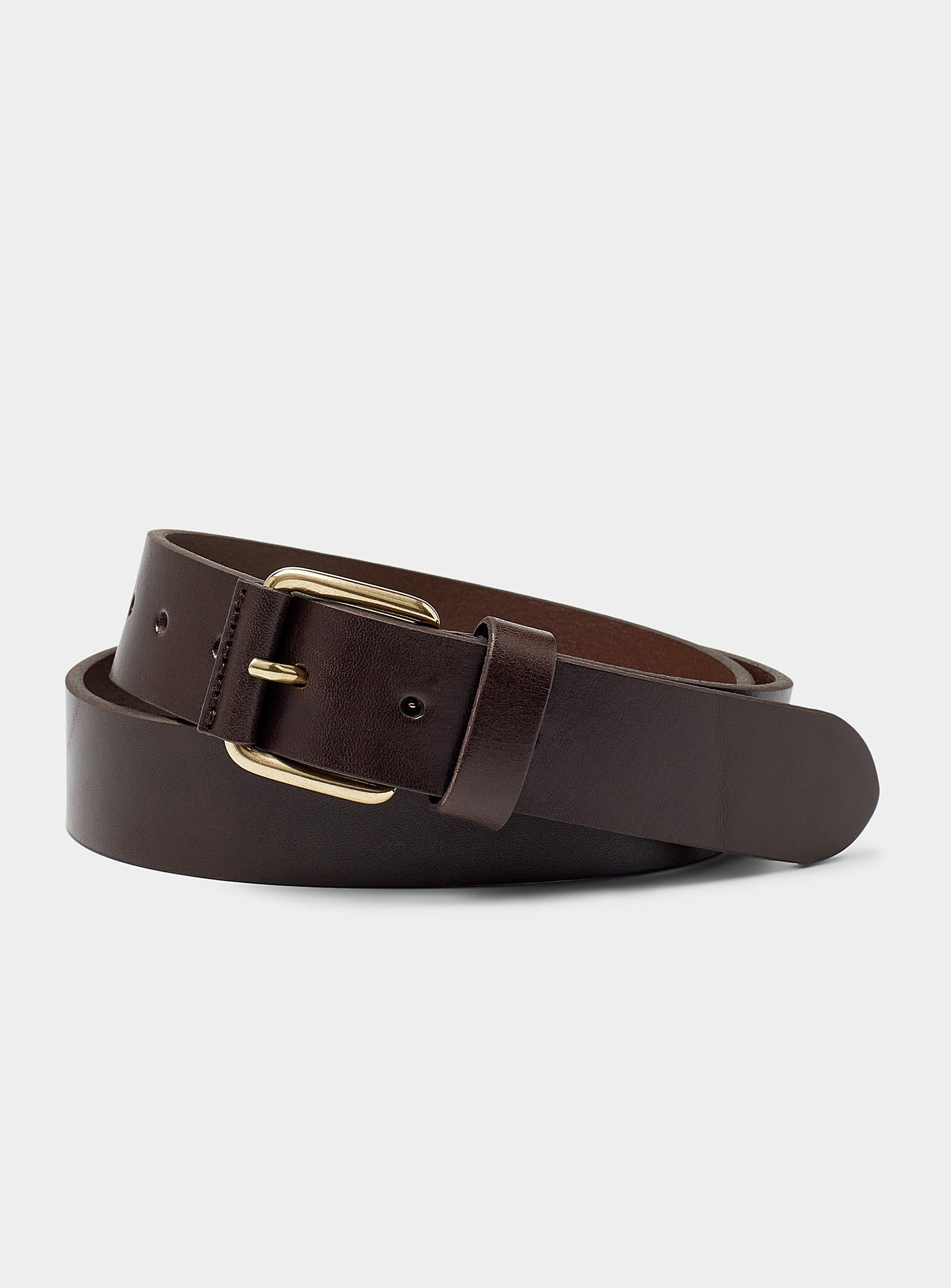 Le 31 Golden-buckle Leather Belt Exclusive Collection From Italy In Brown