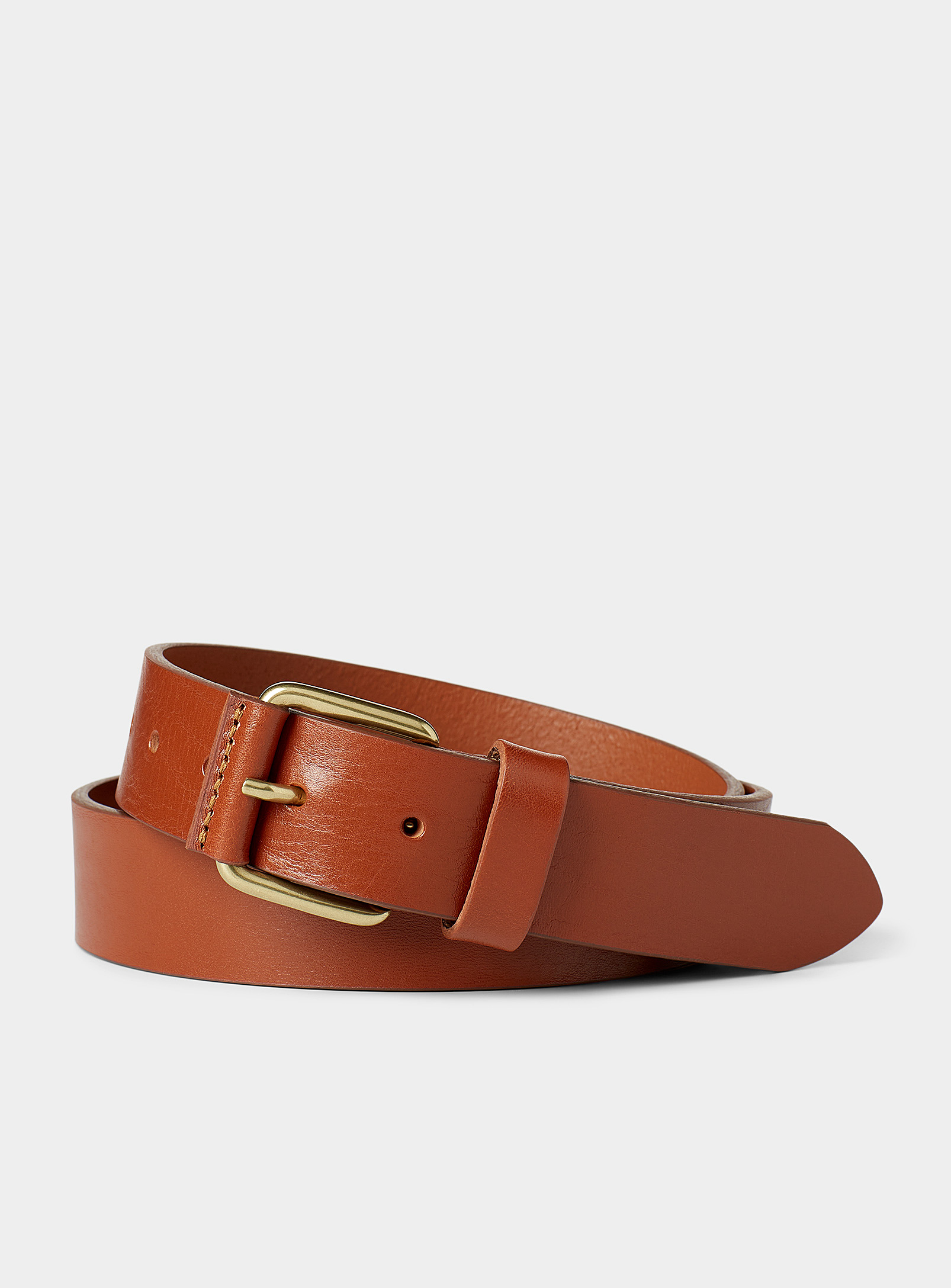 Le 31 Golden-buckle Leather Belt Exclusive Collection From Italy In Fawn