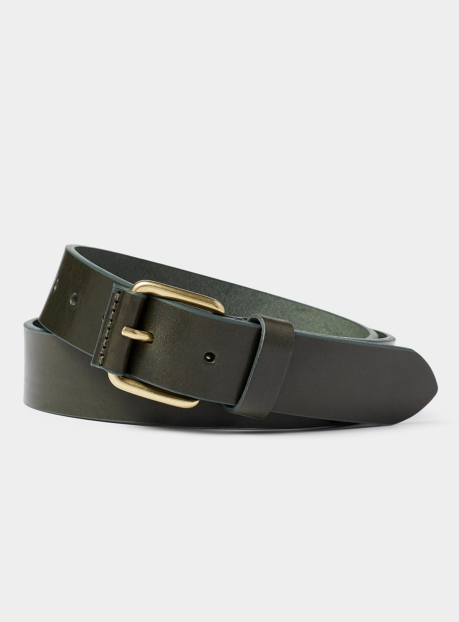 Le 31 Golden-buckle Leather Belt Exclusive Collection From Italy In Green