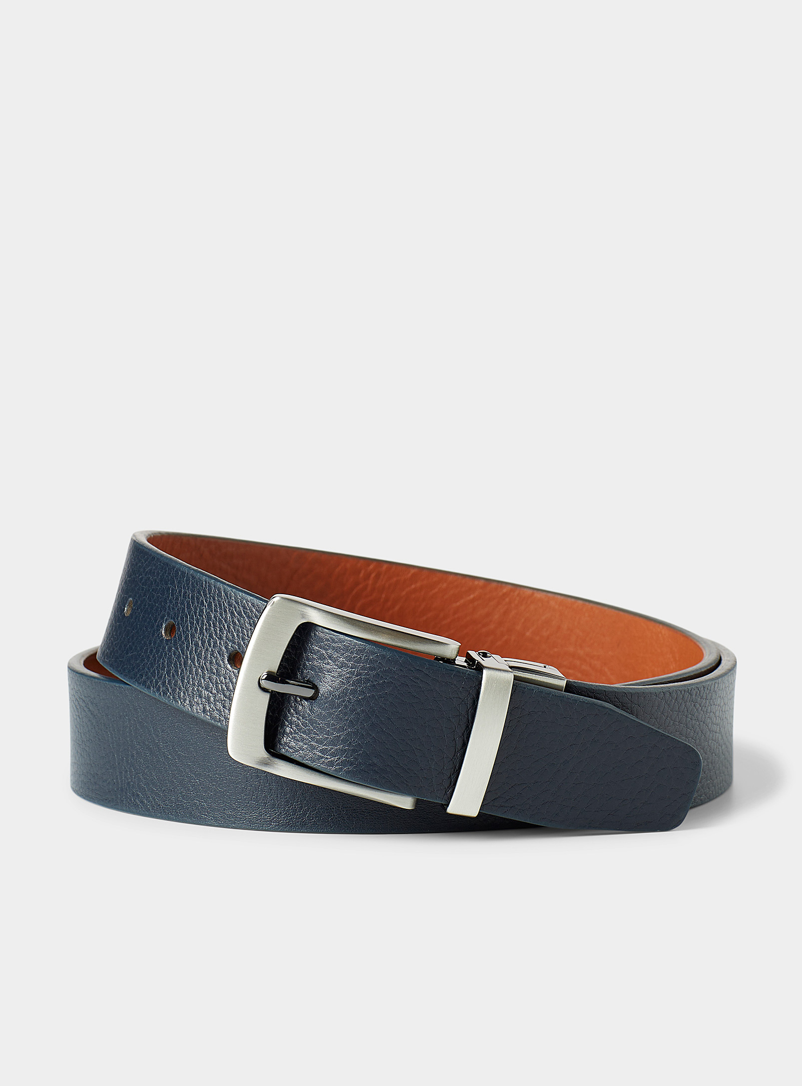 Le 31 Reversible Leather Belt Exclusive Collection From Italy In Blue