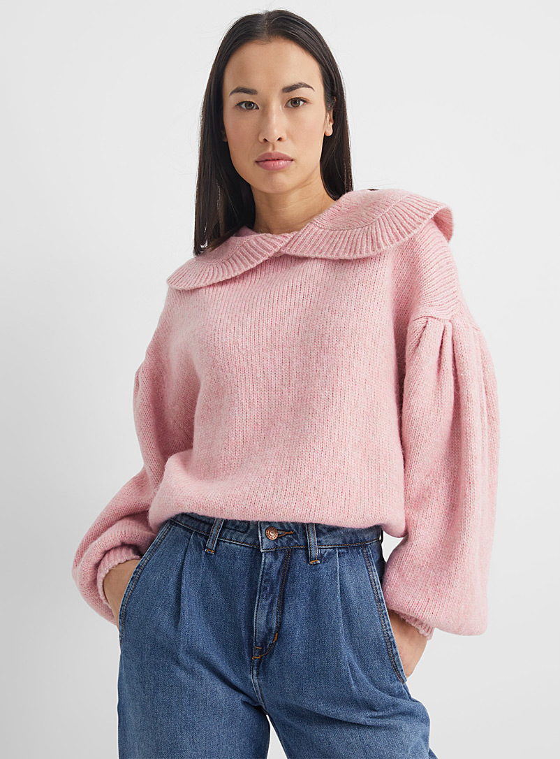 Soaked in Luxury Pink Slannes puff-sleeve sweater for women