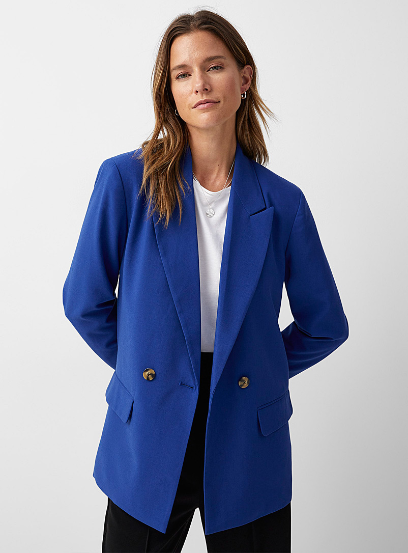 Soaked in Luxury: Le veston ample double boutonnage Hunter Bleu foncé pour femme