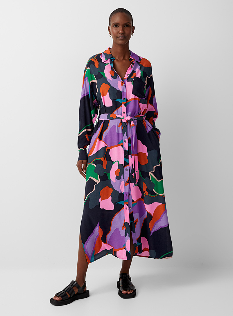 FRNCH Patterned Blue Adenisse colourful abstraction shirtdress for women