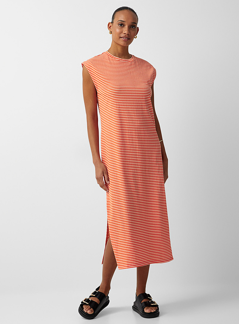 FRNCH Orange Bright stripes cap-sleeve dress for women