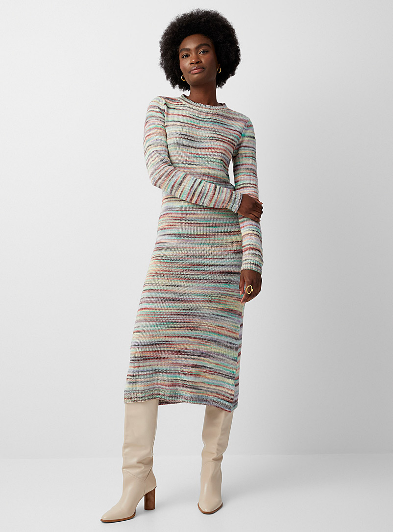 FRNCH: La robe maxi tricot rayures rafraîchissantes Assorti pour femme