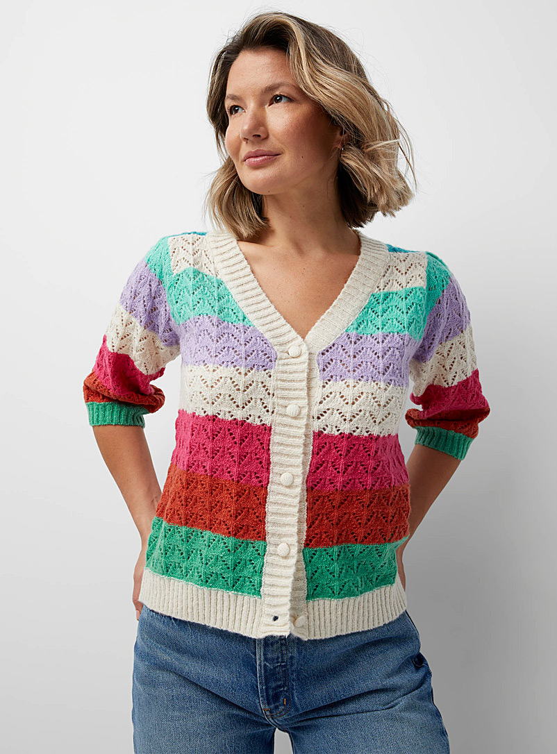 FRNCH Assorted Evelyn candy stripe cardigan for women