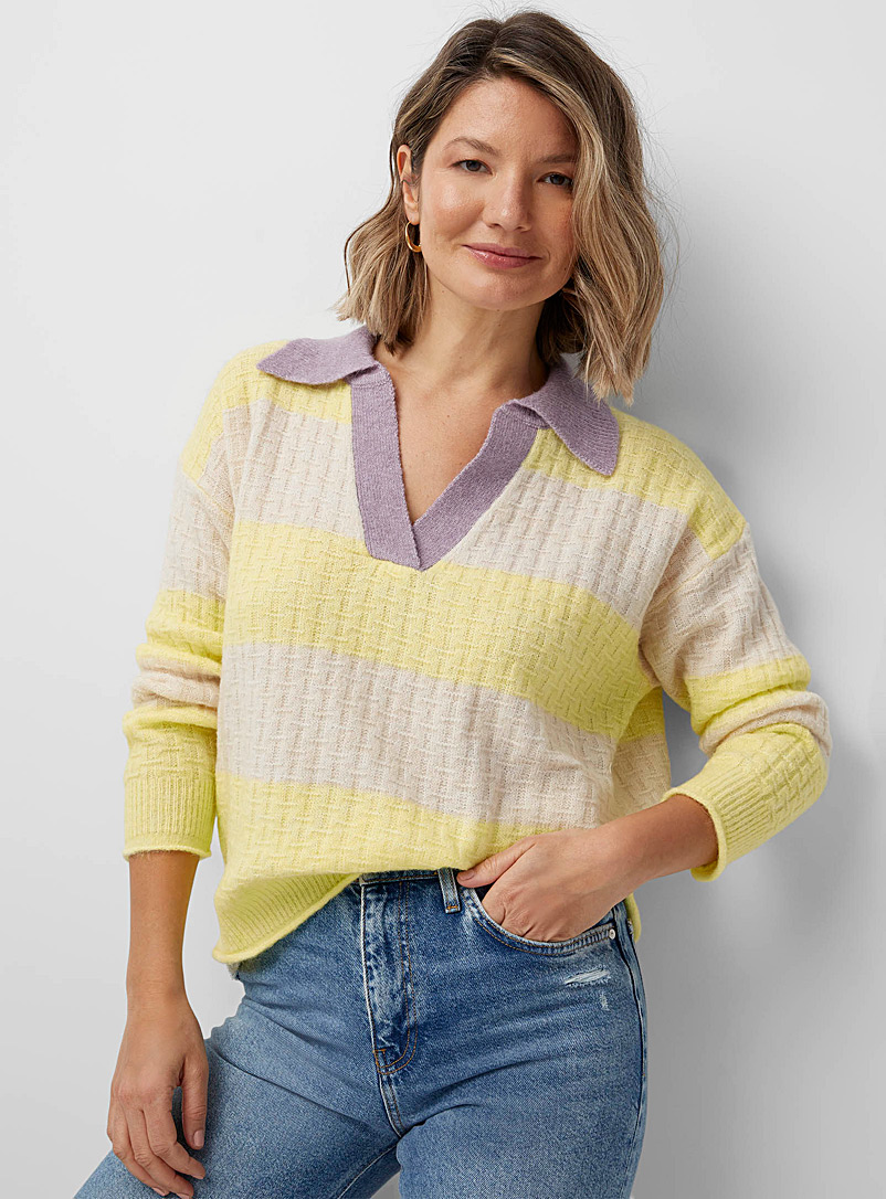 FRNCH Golden Yellow Dalla scarlet stripes sweater for women