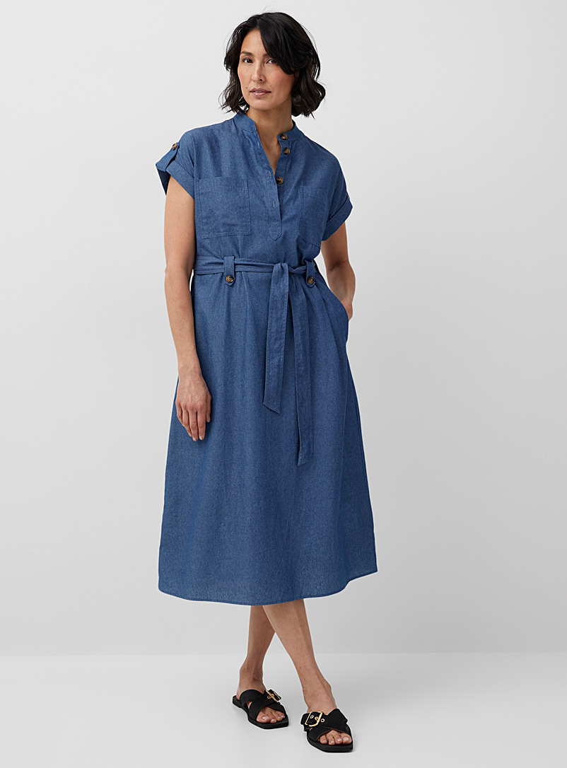 Tie-belt denim shirtdress | FRNCH 
