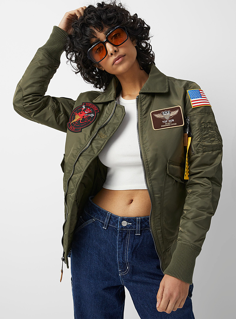 Twik Khaki Top Gun bomber jacket for women