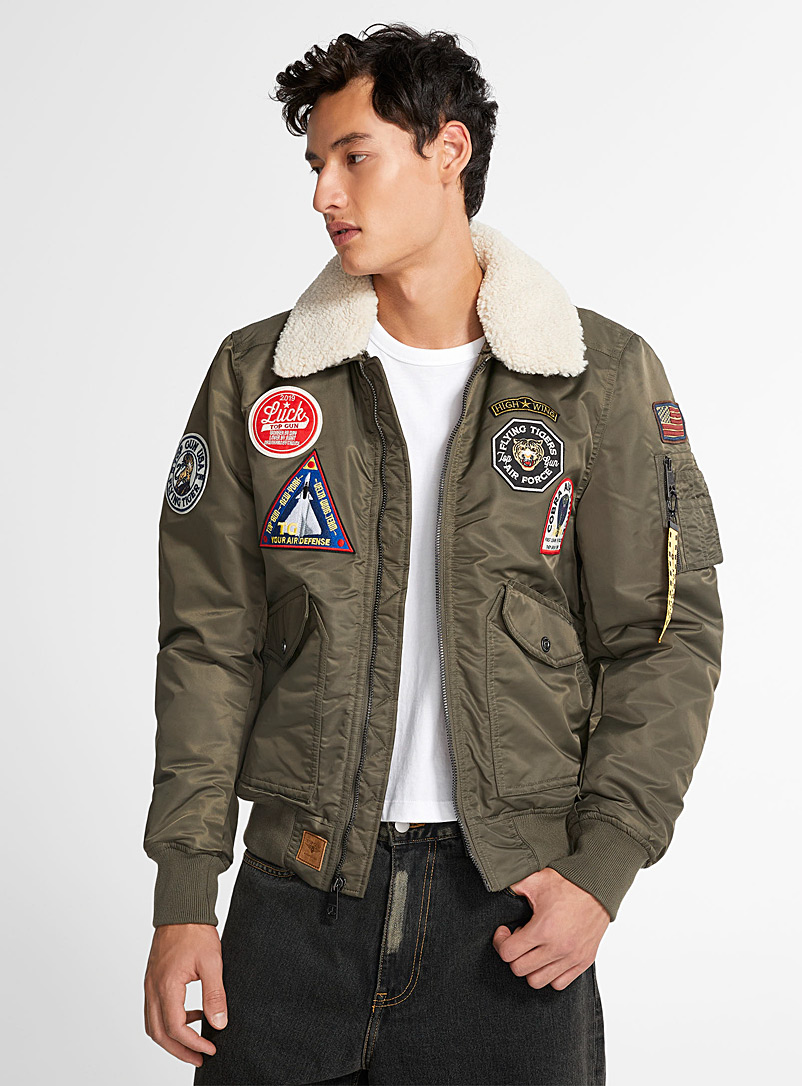 Le 31 Khaki Retro aviator bomber jacket for men