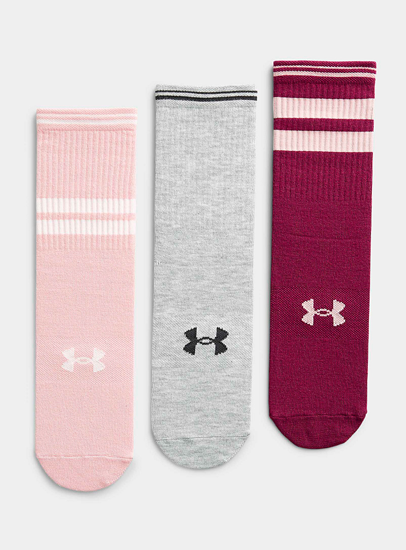 Under Armour Dusky Pink Sporty ribbed ankle socks Set of 3 for women