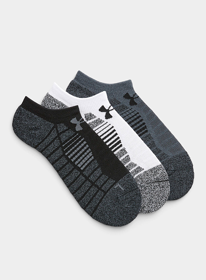 Under Armour Patterned Black Elevated heathered padded ped socks Set of 3 for men