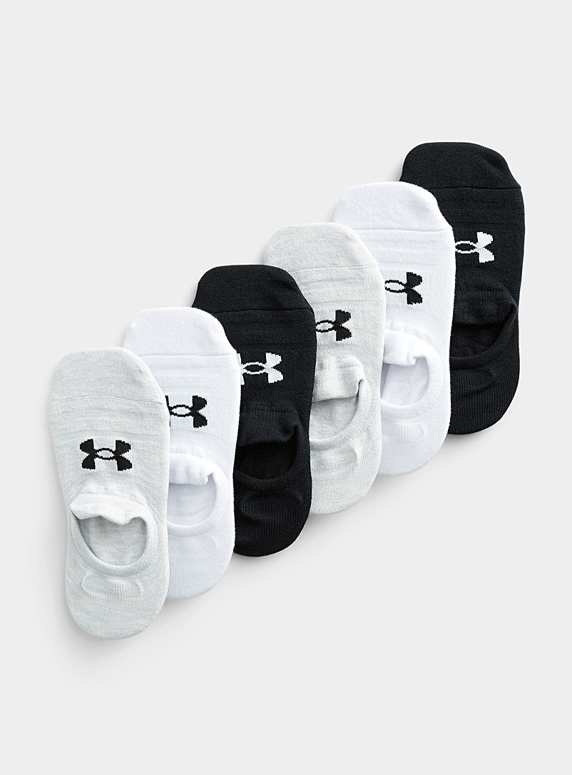Under Armour Black and White Ultra-cropped ped socks Set of 6 for women