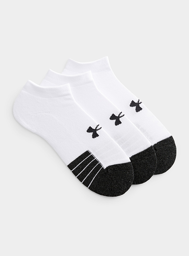 Under Armour White UA Performance training ped socks Set of 3 for men
