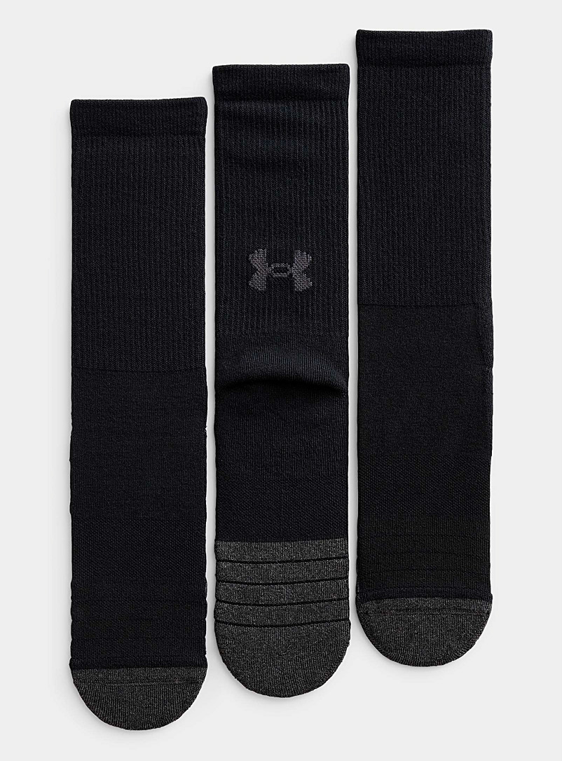 Under Armour Black UA Performance mid-calf training socks Set of 3 for men
