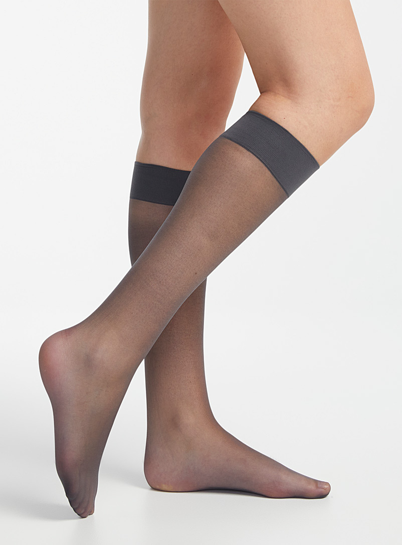 Simons Black Run-resistant knee-highs for women