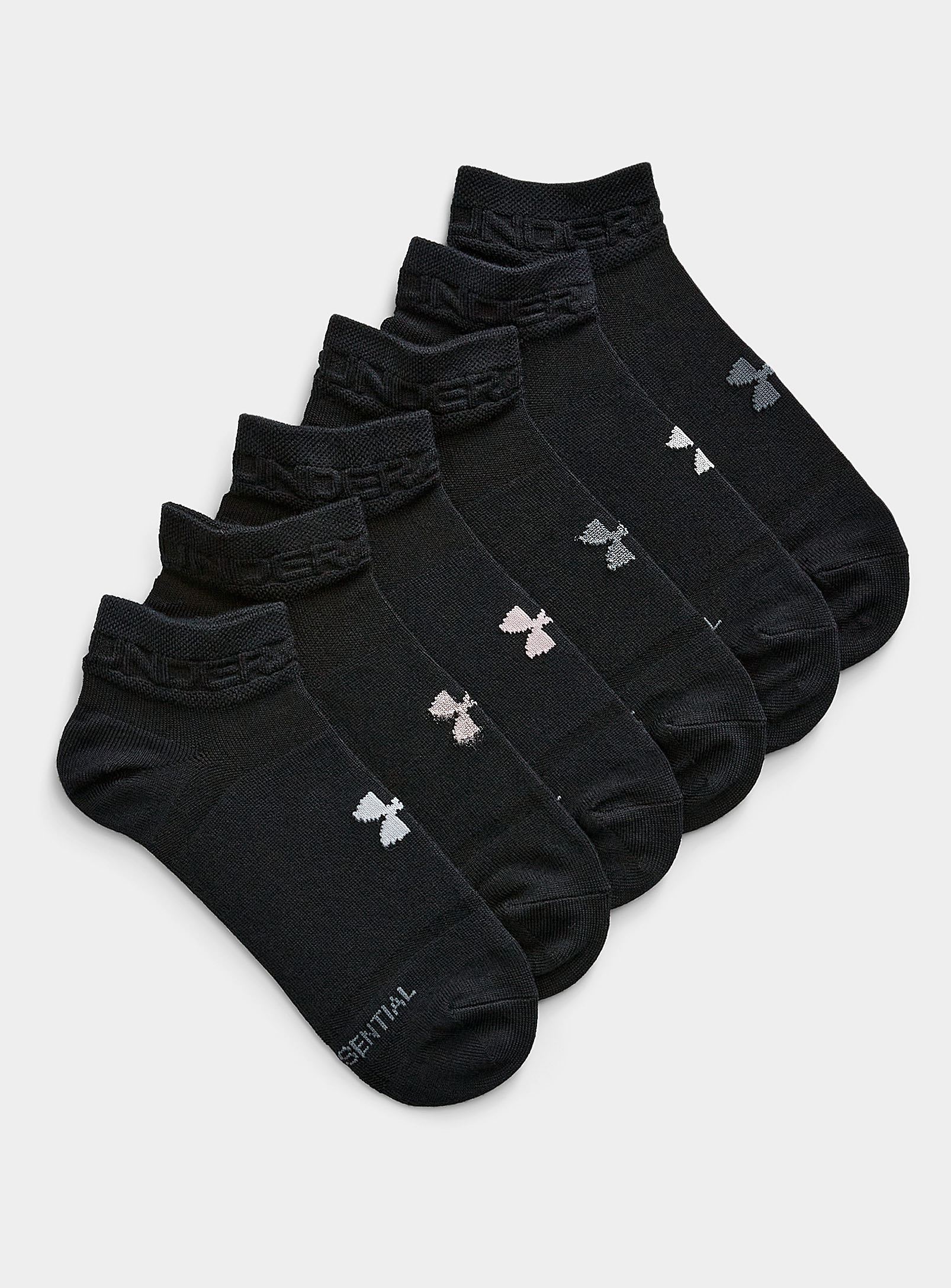 Under Armour Soft Embossed-logo Ped Socks Set Of 6 In Black