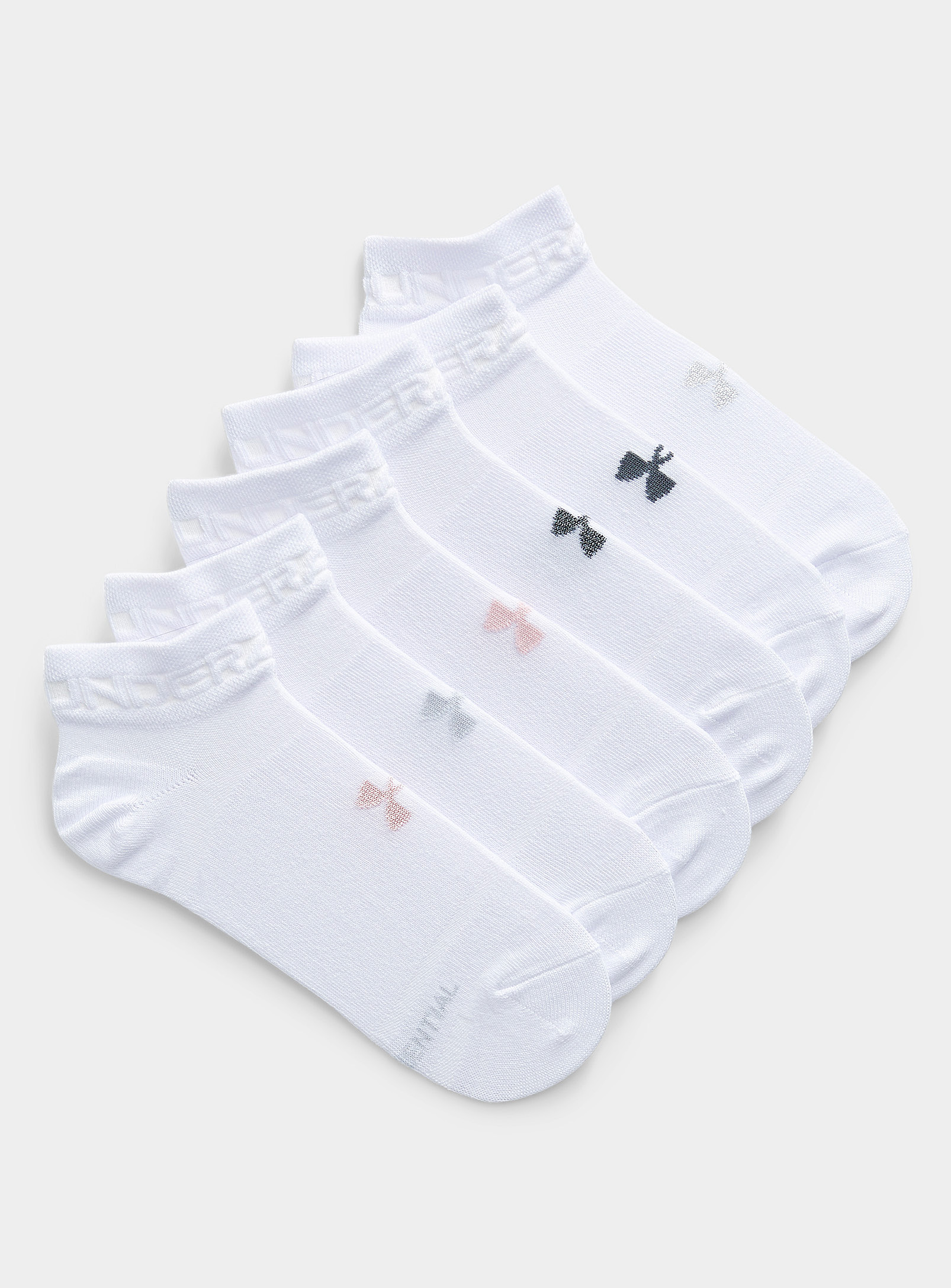 Under Armour Soft Embossed-logo Ped Socks Set Of 6 In White