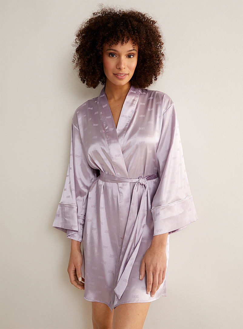 DKNY Lilacs Signature jacquard satin robe for women