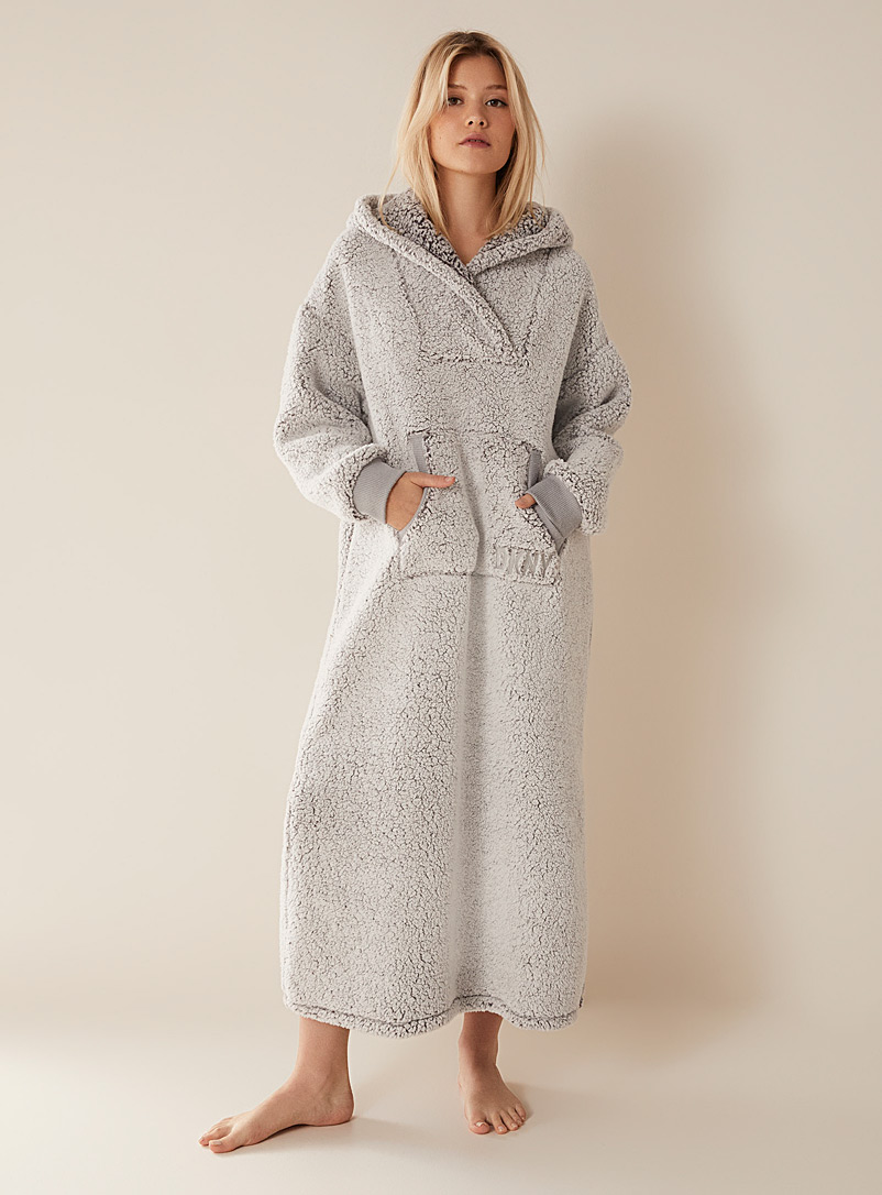 Sherpa fleece hoodie dress, DKNY, Shop Women's Robes Online