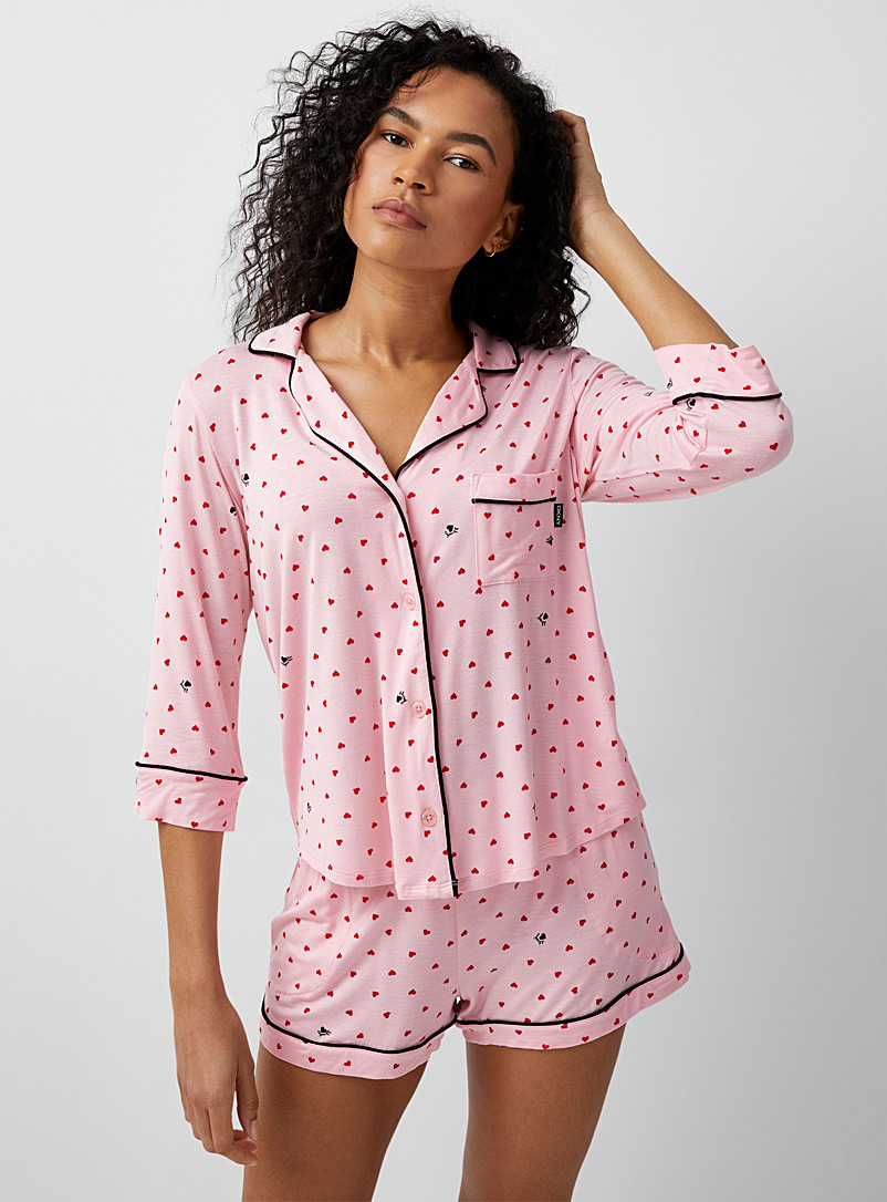DKNY Pink Heart-trim cropped pyjama set for women