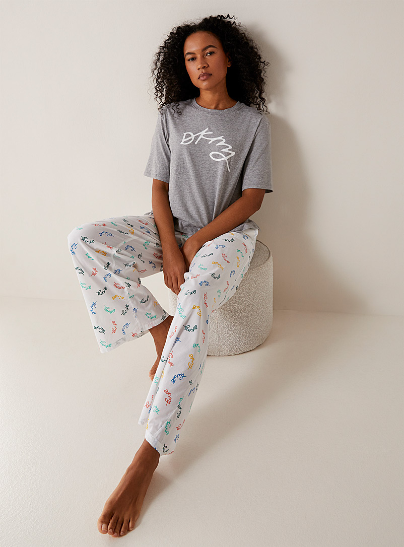 DKNY: L'ensemble pyjama logo coloré Gris pour femme